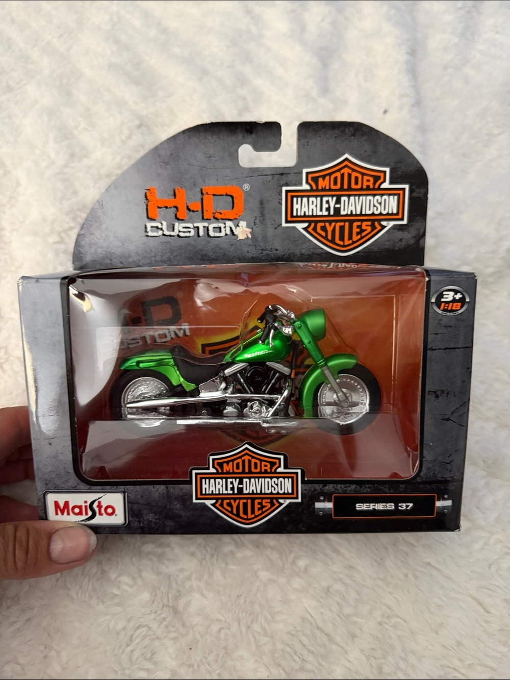 Harley-Davidson Green and Chrome Die-Cast Motorcycle Toy